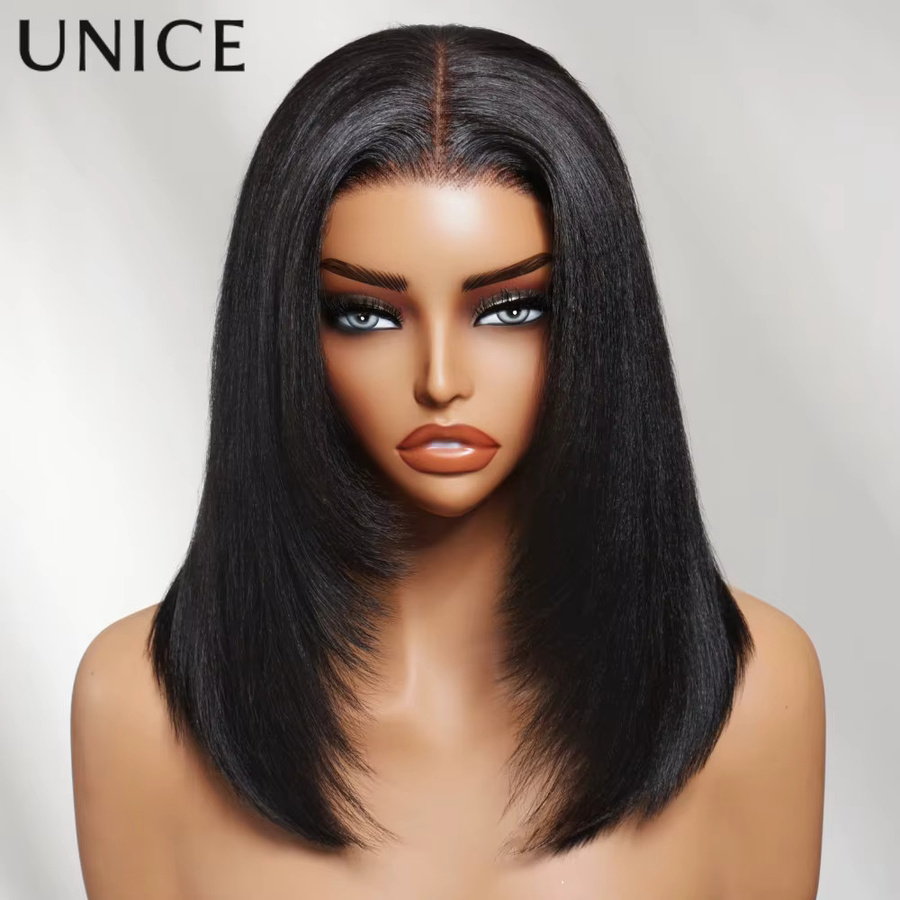UNice Layered Cut Yaki Straight Bob Perücke, 100 % Echthaar, 7x5 Lace - Bild 2