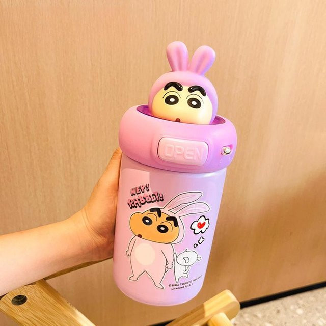 Crayon Thermoskanne aus Edelstahl mit Strohhalm für Studenten und Kinder, 600ml, Yiran Furniture - Bild 1