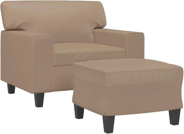vidaXL Sessel mit Hocker in Cappuccino-Braun aus Kunstleder mit Armlehnen - Bild 1