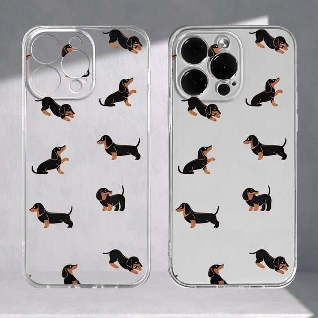 Transparente TPU-Handyhülle mit Dackel-Design für iPhone 11 bis iPhone 17 Pro Max Modelle - Bild 1
