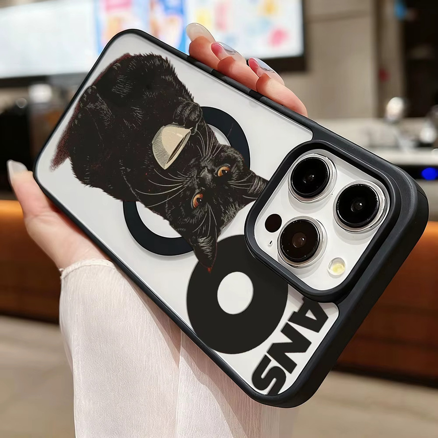Stoßfeste magnetische Handyhülle mit Katze-Design für Apple iPhone, mattierte Acryl-Abdeckung, Multicolor - Bild 5