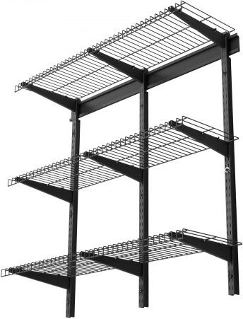 VEVOR Schwerlast Wandregal für die Garage aus Kohlenstoffstahl, 3-stufiges Metallregal in Schwarz, B/H: 91,4 x 30,5 cm - Bild 1