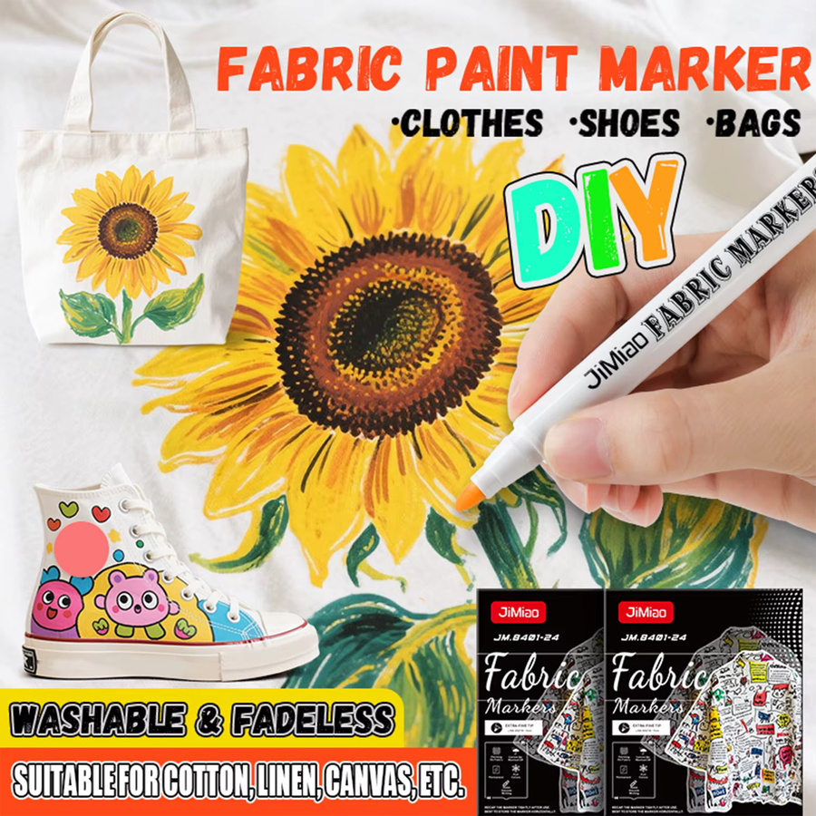 Jimiao Textilpigmentmarker Set mit feiner Spitze, wasserfest und abwaschbar, mehrfarbig - Bild 2