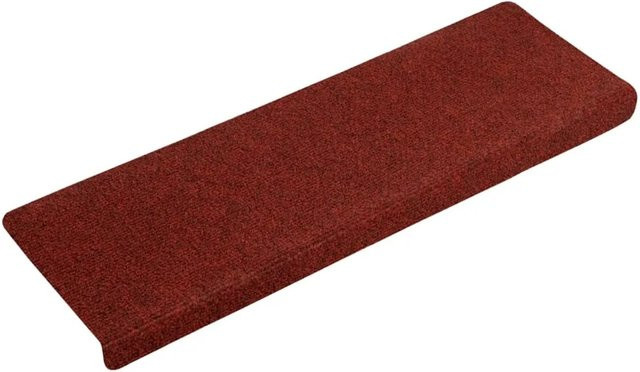 vidaXL Treppenmatten aus Nadelvlies in Rot, 15 Stück, selbstklebend, B/T/H: 65 x 21 x 4 cm - Bild 1