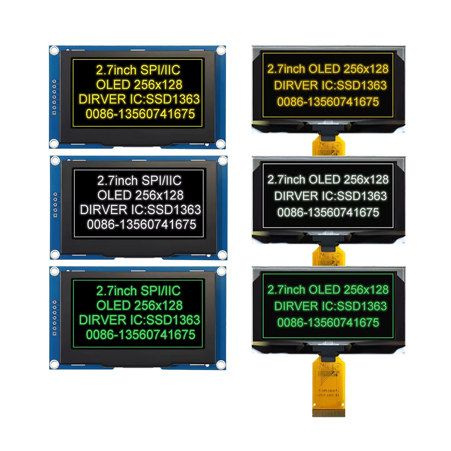 Yuxian OLED Display Bildschirm 2,7 Zoll mit 256x128 Auflösung, COG SPI IIC I2C Schnittstelle, Farbe: Gelb - Bild 3