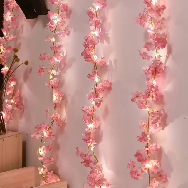 LED Kirschblüten-Lichterkette in Pink für Garten, Outdoor und Innenbereich - Bild 1