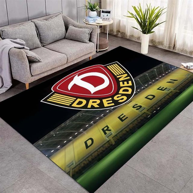 LOLO IU Bereichsteppich SG Dynamo Dresden Vintage Streifen mit Wappen Druck, Mehrfarbig, B/T: 150 x 100 cm - Bild 1