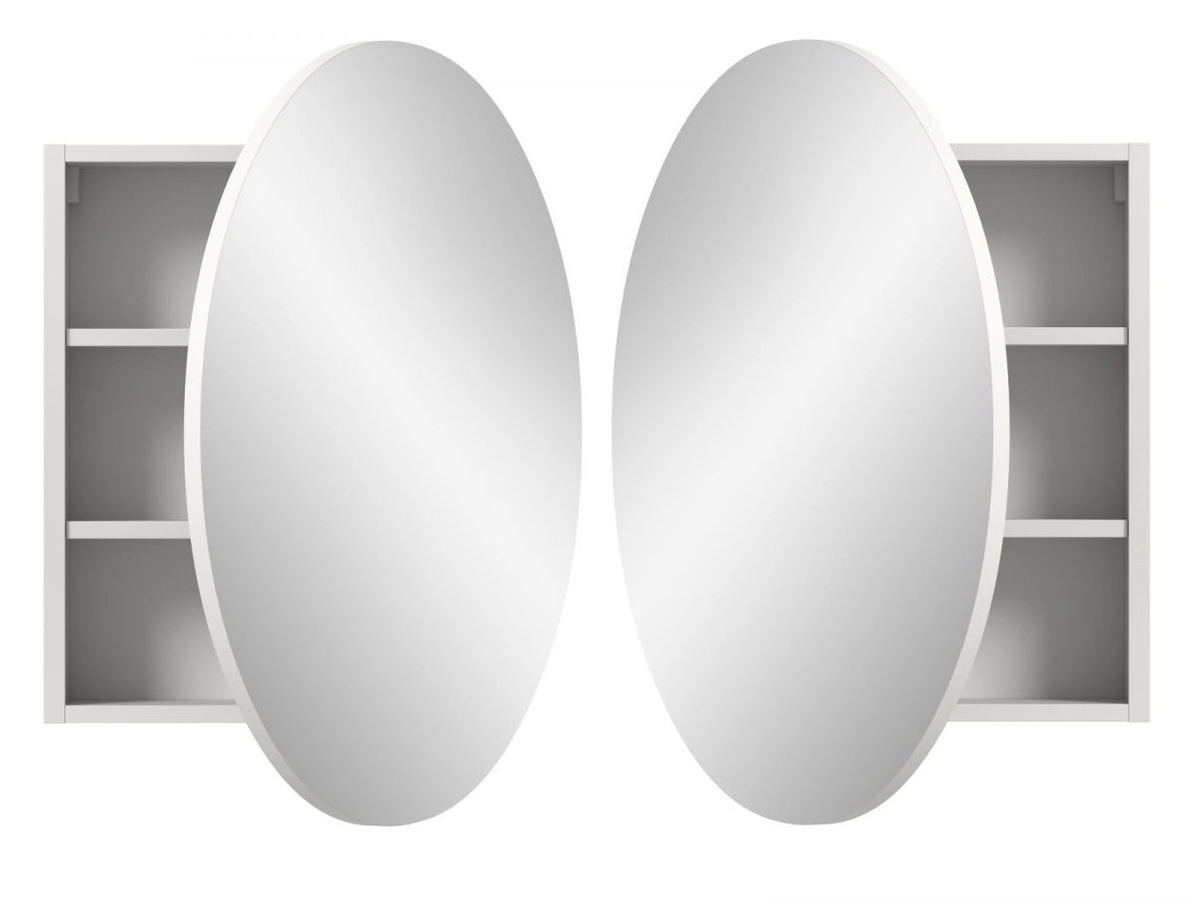 Spiegelschrank Roove für das Badezimmer in Weiß mit Soft-Close-Türen und Glasfront, Breite: 70 cm - Bild 1