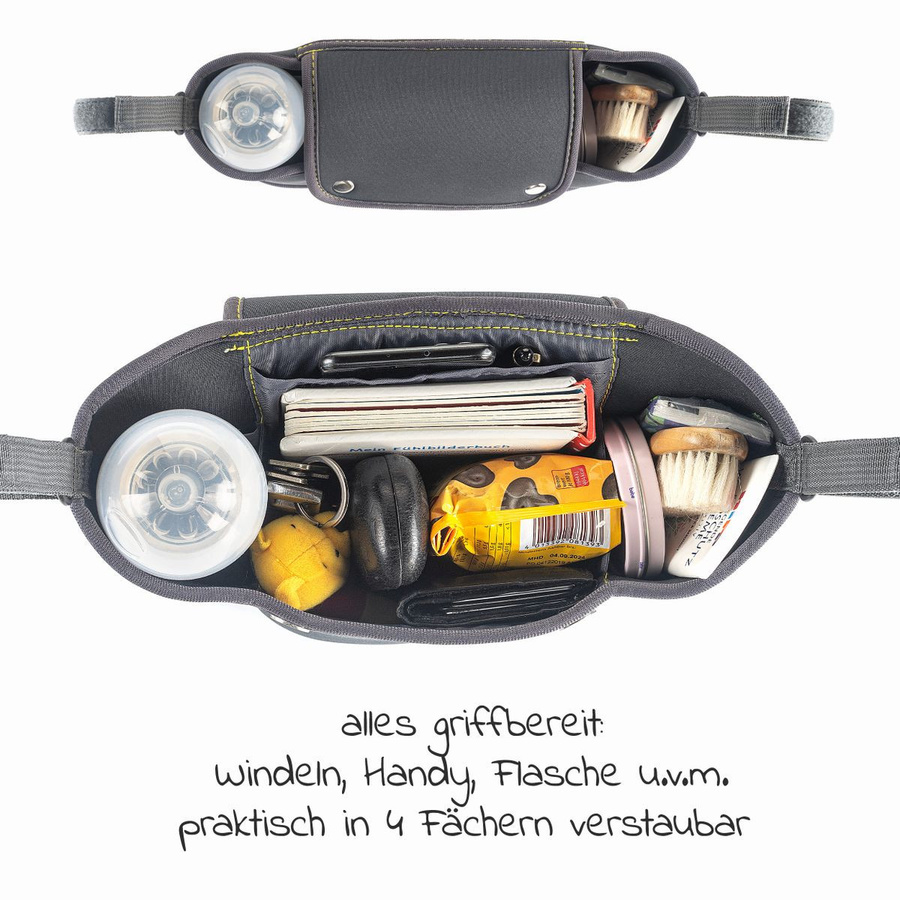 Zamboo 12-teiliges Kinderwagen-Ausstattungsset mit Rucksack in Gelb und Grau, BPA-frei und rutschfest - Bild 6