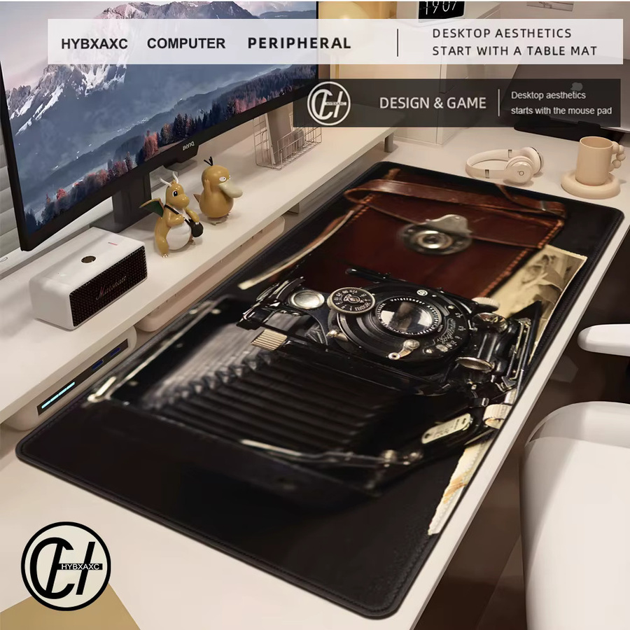 HYBXAXC Klassisches Vintage-Kamera-Mauspad XXL Gamer-Mausunterlage aus Naturkautschuk - Bild 2