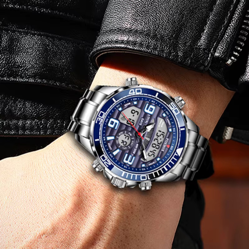 FOXBOX Digitaluhr, Chronograph, Quarz, Edelstahl, Blau, Herren - Bild 4