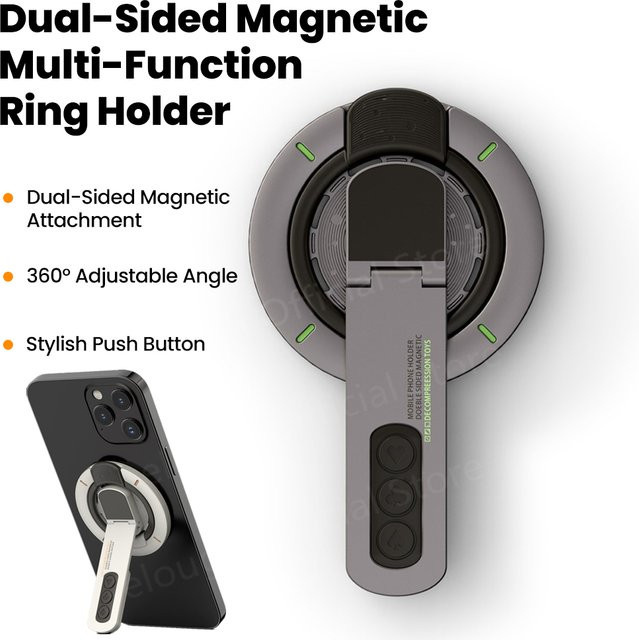 Elough Magnetischer Handyhalter in Weiß, Drehbarer Schreibtisch-Handyständer mit Fingerring-Halter für iPhone 16 17 und MagSafe-kompatible iOS Geräte - Bild 1