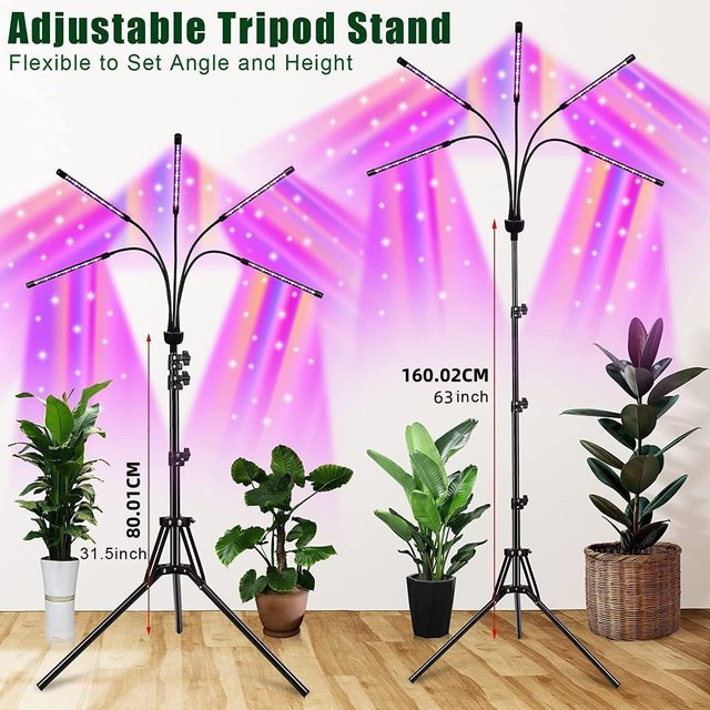 KEBINCPLED LED Pflanzenlampe mit Stativ und Fernbedienung, USB 5V Vollspektrum Wachstumslicht für Indoor und Gewächshaus, Schwarz/Multicolor - Bild 1