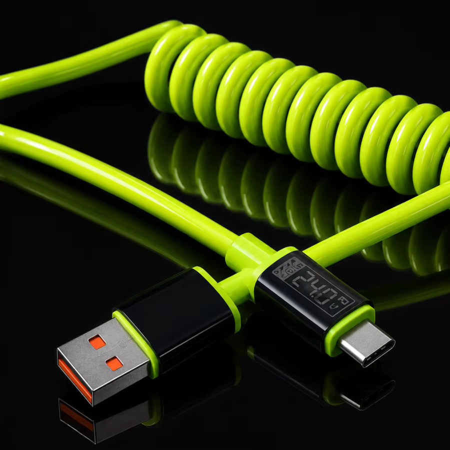 240W PD Silikon Schnellladekabel Typ C zu C und A zu C in Grün für iPhone, Huawei, Xiaomi und Samsung - Bild 3