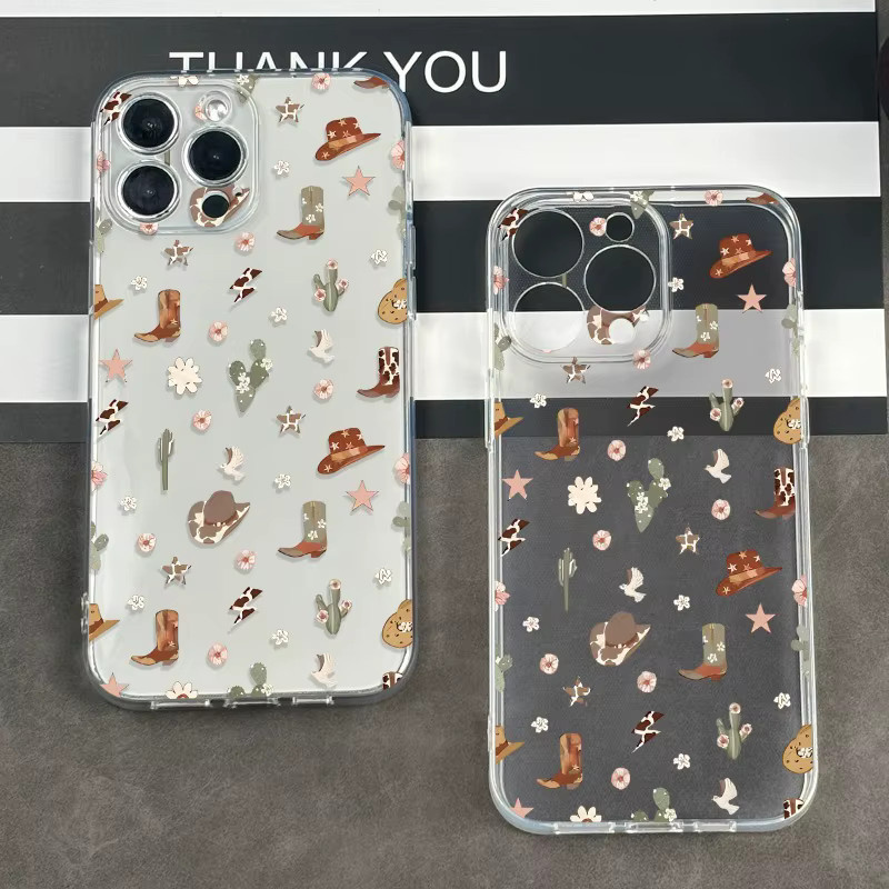 Transparente TPU-Handyhülle mit Cowboyhut und Stiefel Feenmuster für iPhone 11 bis iPhone 17 Pro Max Modelle - Bild 3