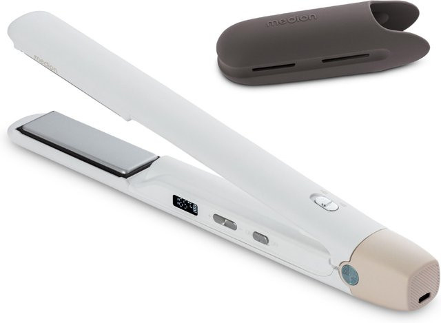 Medion Life HS2 kabelloses Glätteisen, weiß, für feines und coloriertes Haar - Bild 1