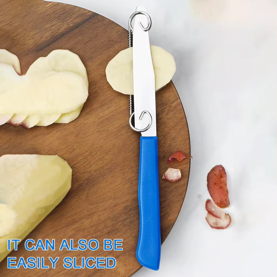 VIE LENTE 2-in-1 Küchenschäler aus Edelstahl in Blau für Gemüse und Obst - Bild 2