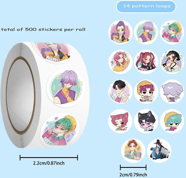 500 Stück Anime KPop Dämonenjäger Aufkleber wasserfest für Scrapbooking und Skateboard in Multicolor - Bild 1