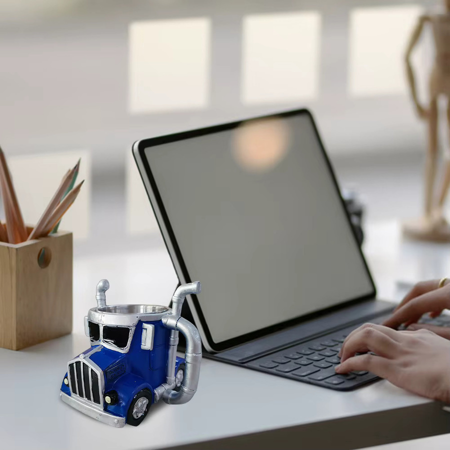 VKTECH Semi-Truck Kaffeetasse aus Edelstahl in Grün mit kreativem LKW-Design, 300 ml - Bild 2