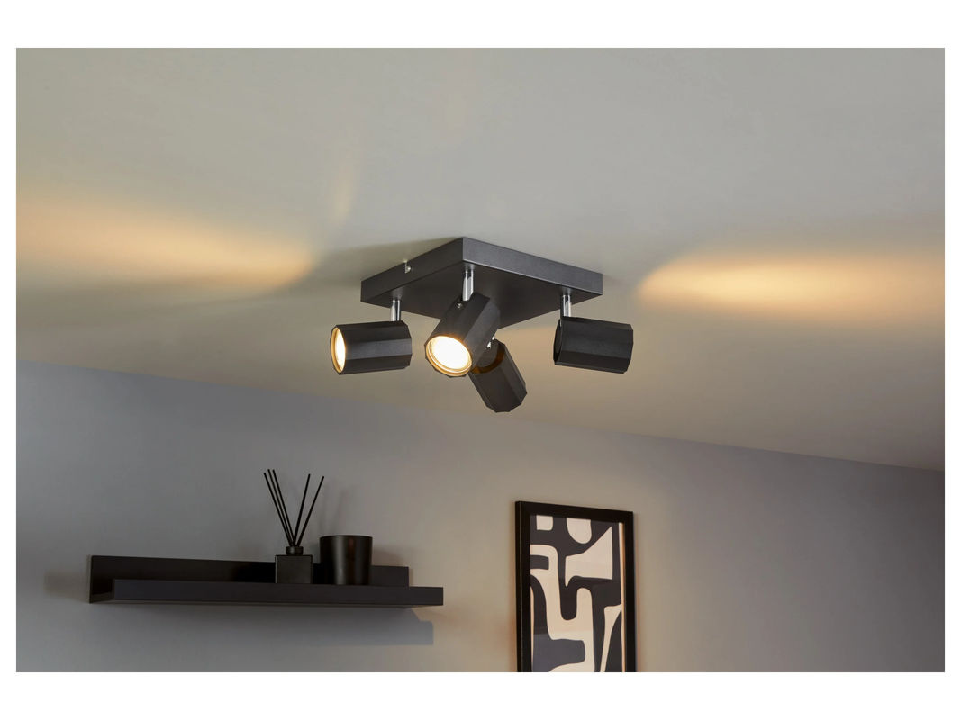 LIVARNO HOME Deckenschienenleuchte in Schwarz mit 4 neig- und schwenkbaren LED-Spots für GU10 Leuchtmittel - Bild 4