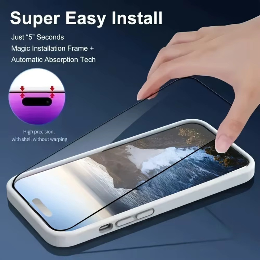 DIXSG 2er Pack Ultraklare Displayschutzfolie für iPhone 15 16 17 Pro Max und weitere Modelle mit One Click Installationsglas, Transparent - Bild 5