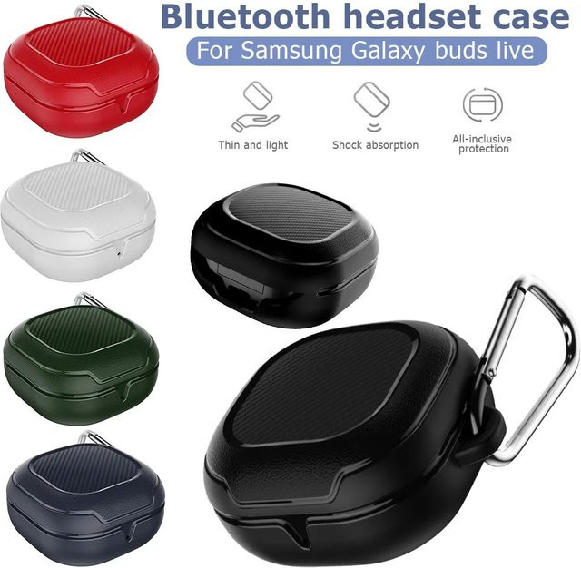 Samsung Galaxy Buds Schutzhülle mit Kohlefaser-Muster und Schnalle in Schwarz aus TPU/PC - Bild 1