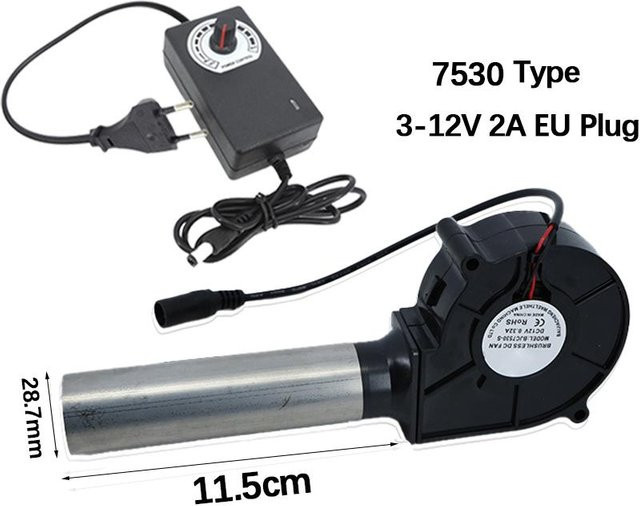 XHJ12 BBQ-Gebläse mit einstellbarer Geschwindigkeit und Luftsammler, Schwarz, 220V mit EU-Stecker - Bild 1