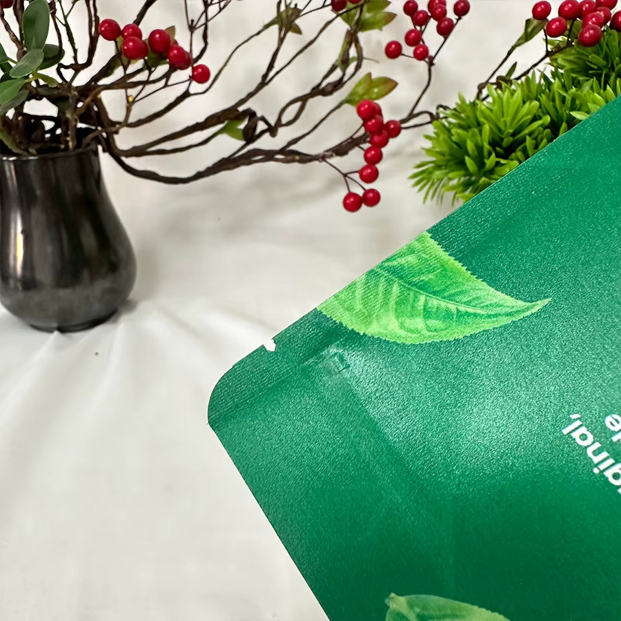 YUKXIANG Kraftpapier-Standbodenbeutel mit Reißverschluss in Grün für Kaffeebohnen und Tee - Bild 2