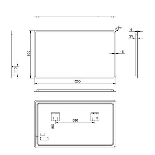 TALOS LED-Badspiegel in Silber mit Aluminiumrahmen, B: 120 cm, H: 70 cm - Bild 5
