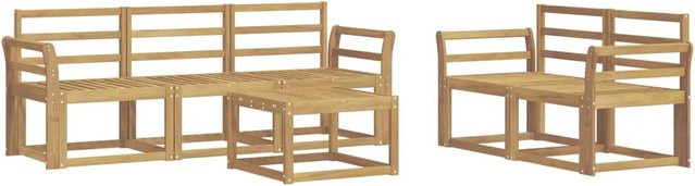 vidaXL Outdoor-Sofagarnitur 6-teilig aus Akazienholz in Weiß, B/T/H: 59 x 59 x 37 cm - Bild 1