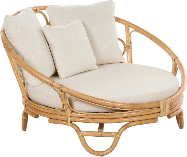 Beliani Sonneninsel aus Polyrattan in Beige mit wetterfesten Kissen B/T/H: 110 x 112 x 71 cm - Bild 1