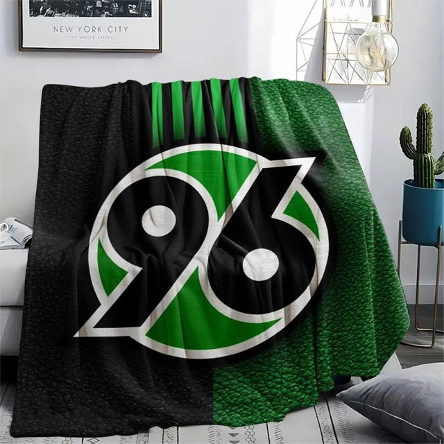 Flanellblanket Hannover 96 FC bedruckt von HAPPYDAYSET in Grau, weiche Decke für Sofa und Schlafzimmer, B/B: 80 x 120 cm - Bild 1