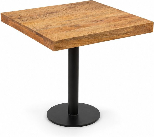 Bistrotisch AMD Möbel aus massivem Mango Holz und Metall im Industrial Design, B/T/H: 60 x 60 x 75 cm, Braun/Schwarz - Bild 1