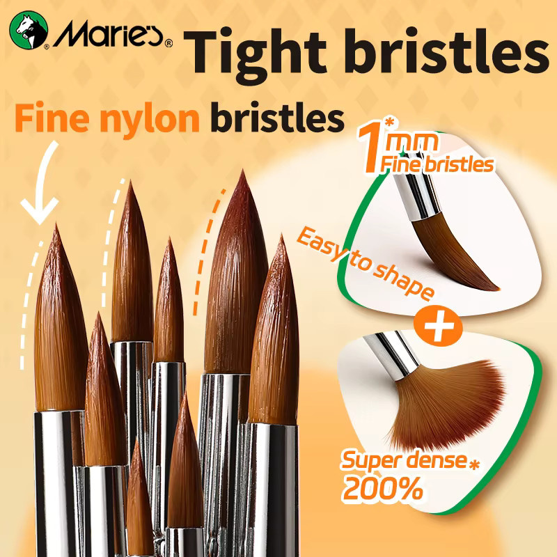 Marie's Rundpinsel-Set für Acryl, Öl und Tempera mit 12 verschiedenen Nylonhaar-Größen für Erwachsene - Bild 2