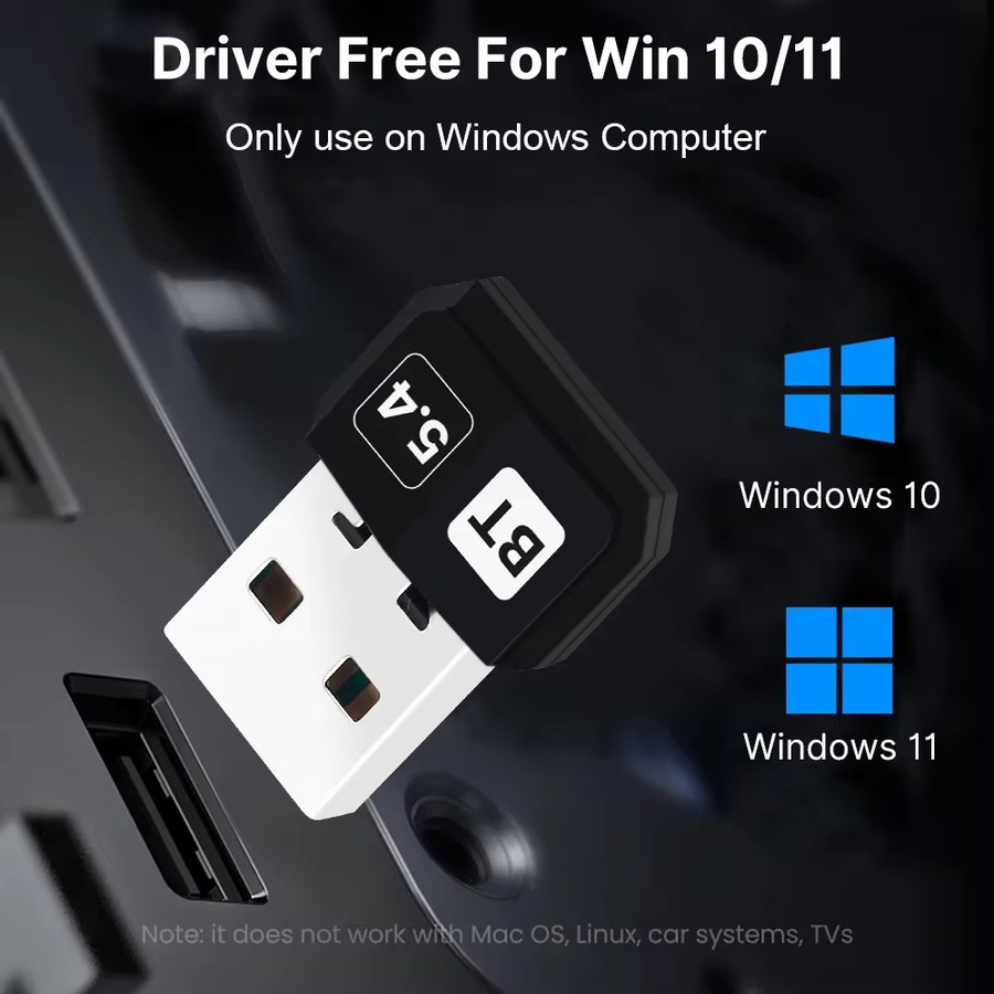 DERAPID USB Bluetooth 5.4 Adapter in Schwarz als Dual-Mode Sender und Empfänger für PC und Laptop mit Windows 11/10 Plug-and-Play - Bild 6