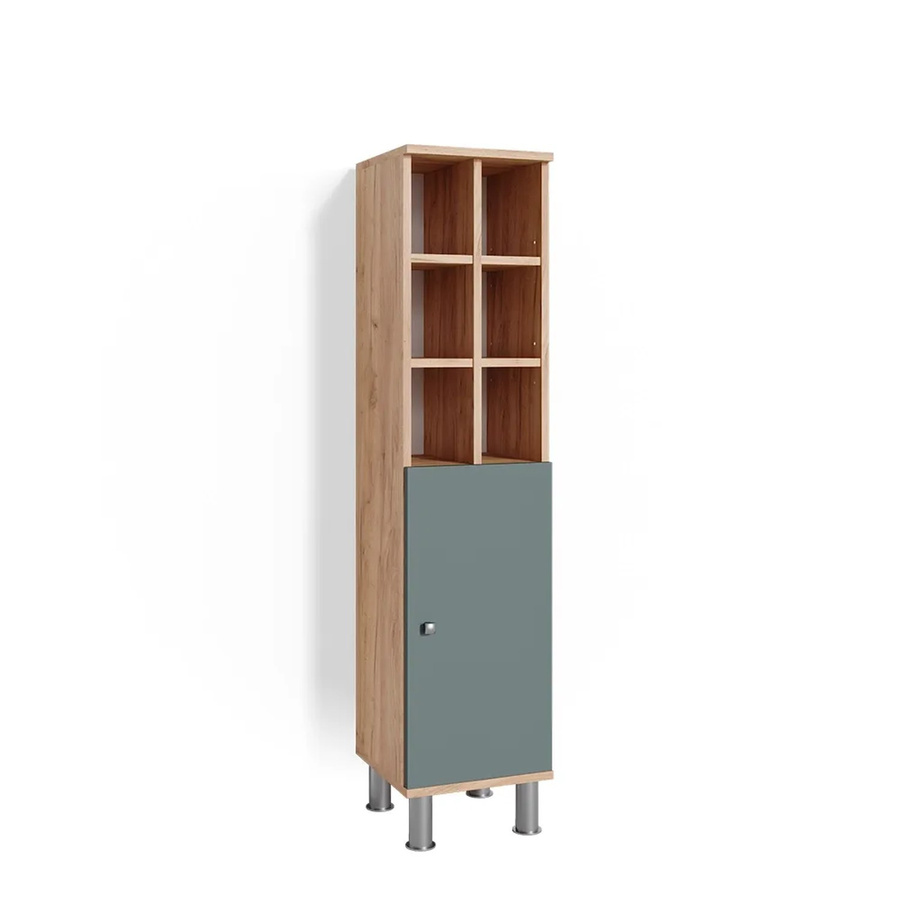 Vicco Midischrank Fynn Badschrank Hochschrank Eiche Grün mit großer Tür B: 30,0 cm, H: 130,6 cm - Bild 3