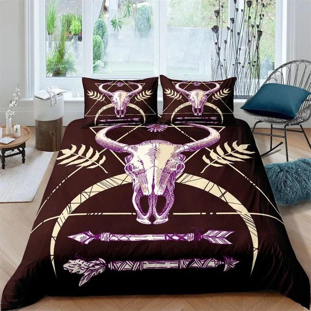 Lodestar Bettwäscheset mit Stierschädel-Motiv in Braun, Mikrofaser, B/H: 135 x 200 cm - Bild 1