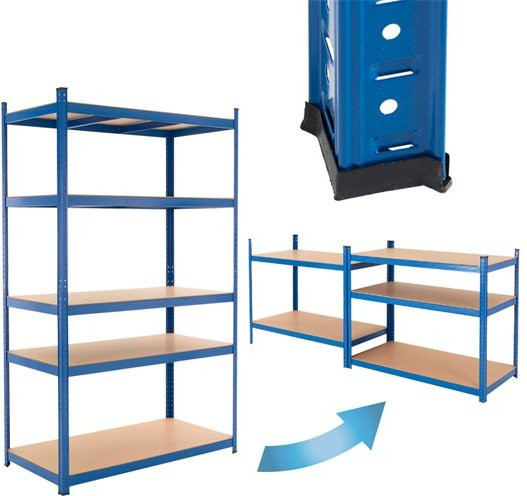 ECD Germany Werkstattregal aus Metall und MDF in Blau, H x B x T: 200 x 100 x 50 cm - Bild 1