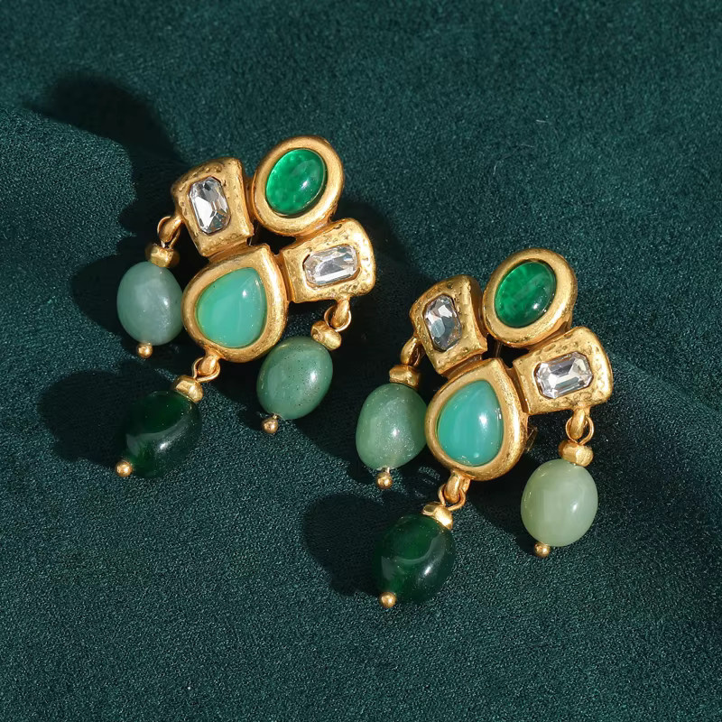 Icareu Tropfen-Ohrringe, Imitation Jade, grün, Damen - Bild 4