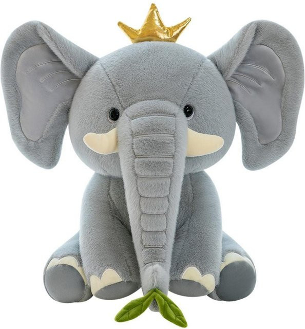 Yiran Health & Beauty Süßer Elefant mit Krone, Plüschtier, 20cm, ab 3 Jahren - Bild 1