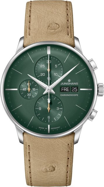 Junghans Chronograph, Automatik, Edelstahl, 40 mm, Leder, Herren - Bild 1