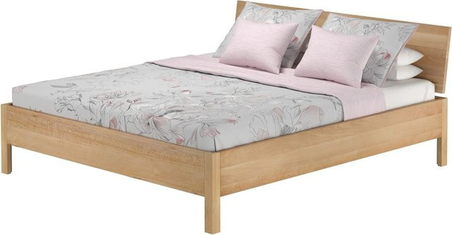 Erst-Holz Doppelbett Modell 93 aus massivem Buchenholz, Farbe Braun, B/T/H: 180 x 200 x 186 cm, inkl. Rollrost - Bild 1