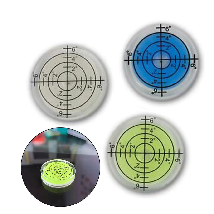 Mini Bullseye Wasserwaage mit runder Blase aus Kunststoff in Blau und Multicolour zur horizontalen Nivellierung - Bild 2
