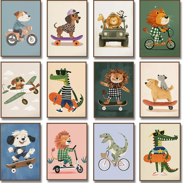 MINISO Wandkunst Leinwand für Kinderzimmer mit Tiermotiven wie Löwe und Tiger in Mehrfarbig - Bild 1