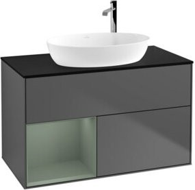 V&B Waschtischunterschrank Finion 100 Wandbeleuchtung in Anthrazit lackiert B/T/H: 100 x 50,1 x 50,1 cm - Bild 1