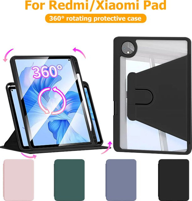 Xiaomi Tablet-Hülle mit 360-Grad-Rotation für Pad 5 Pro, 6 Pro, 7 Pro, Redmi Pad 2 2025, Pad Pro 12.1, Pad SE 11, 8.7 und Poco Pad 12.1 in Pink - Bild 1