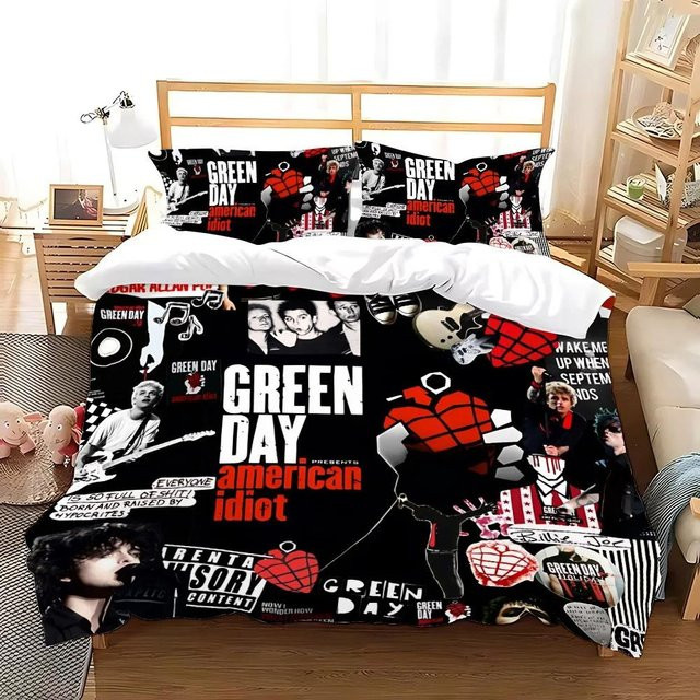Green Day American Idiot Bettwäsche Set aus Mikrofaser in Schwarz, 3-teilig, B/H: 200 x 200 cm - Bild 1
