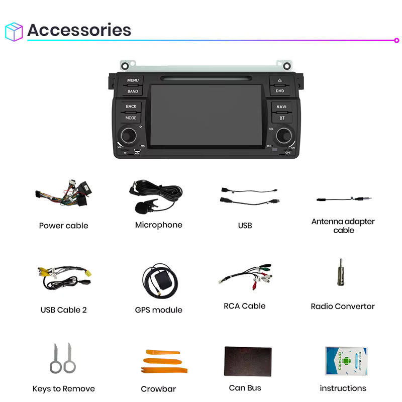 Junsun Android Autoradio für BMW E46 M3 318 320 325 330 335 mit 7 Zoll Touchscreen, Wireless CarPlay, Android Auto, WiFi, GPS, Bluetooth und 4G-LTE in Schwarz - Bild 7