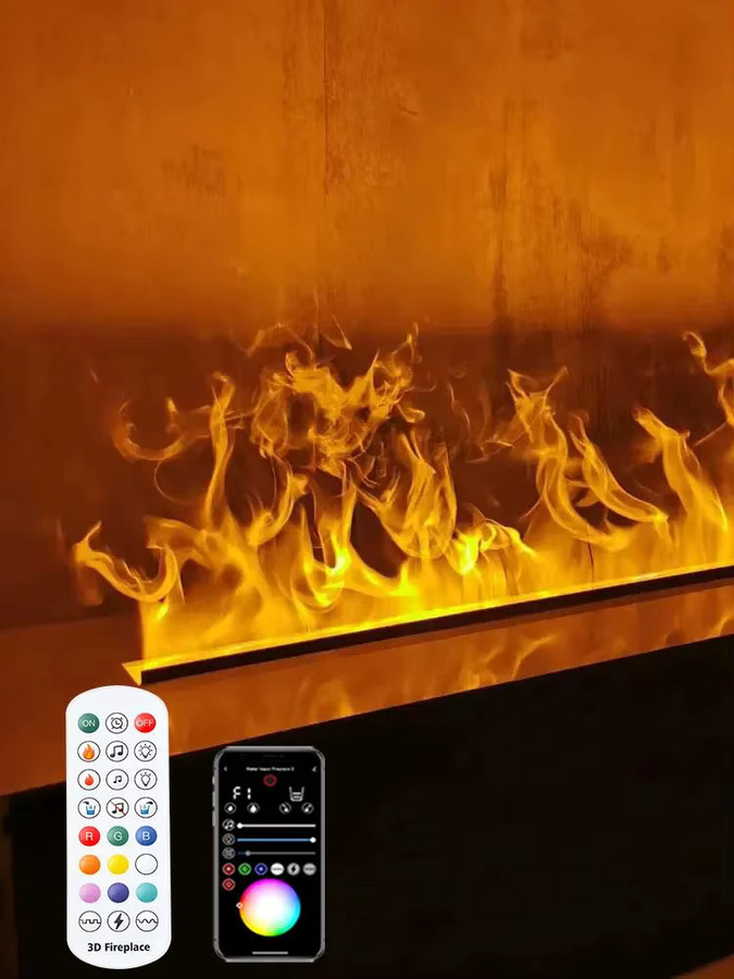 AFLYEVER 3D-Flammen-Dampfkamin mit Fernsteuerung in Schwarz aus Glas - Bild 7