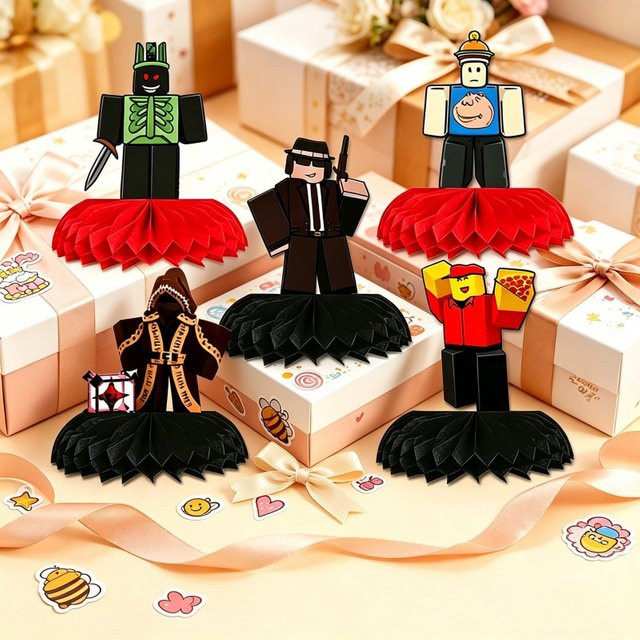 Robloxed Forsaken Chance Waben-Tischdekoration aus Papier, 5 Stück geometrische Ornamente für deine Geburtstagsparty - Bild 1